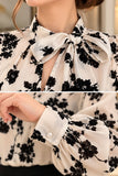 Beige Floral Tie-Front Blouse