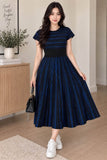Blue & Black Flare Dress