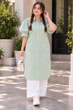 Elegant Mint Green Shirt Dress