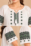 Emerald Green & White Embroidered Two-Piece Set