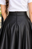 High-Waist Solid A-Line Skirt and Classic White T-Shirt