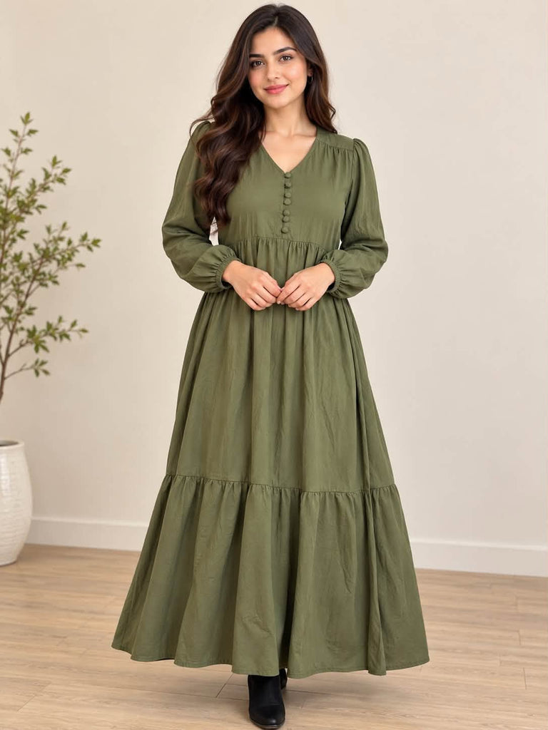 Olive Grace Maxi Frock – Simple, Soft & Beautiful