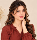 Rust Blouse & Black Flare Pant