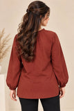 Rust Blouse & Black Flare Pant