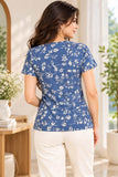Sky Blue and White Floral Top