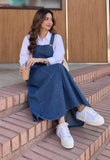 Slant Pocket Denim Overall Dress