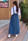 Slant Pocket Denim Overall Dress