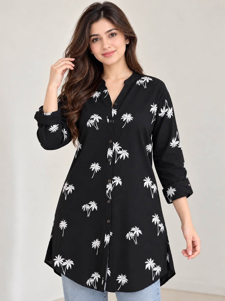 Tropical Charm Black Tunic
