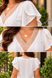 White Eyelet V-Neck Blouse