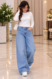 Wide-Leg Blue Jeans