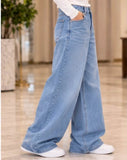 Wide-Leg Blue Jeans