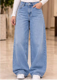 Wide-Leg Blue Jeans