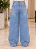 Wide-Leg Blue Jeans