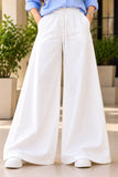 Wide-leg classic white pant