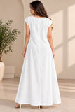 Women's White Color Batwing Sleeve Maxi